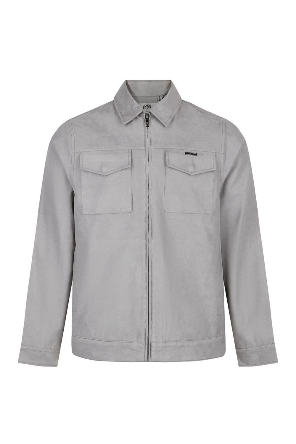 Luke 1977 Luke 1977 Men's Dax Faux Suede Jacket in Mid Grey - 4