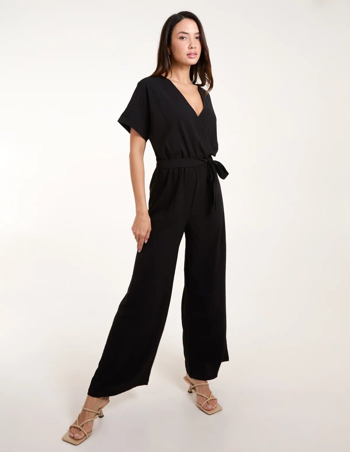 Blue Vanilla Wrap Belted Jumpsuit