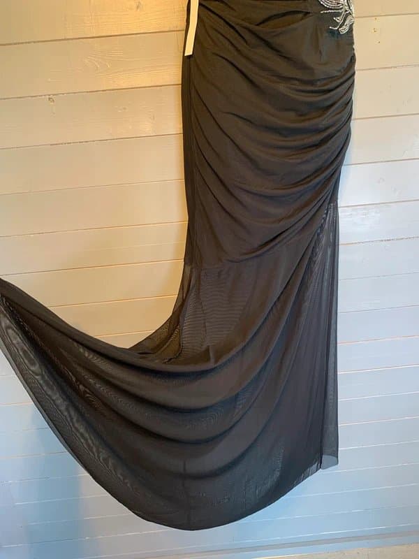 Vintage Dressing Lipsy embellished evening gown black maxi dress UK 8 BNWT