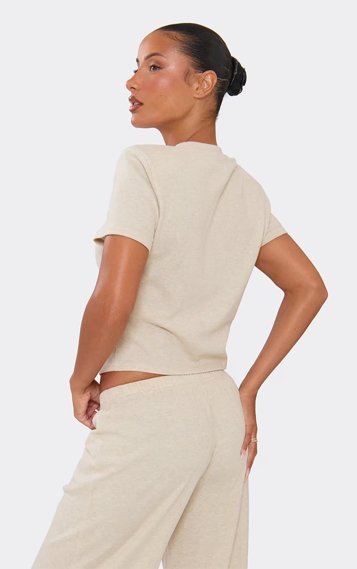 EGO Short Sleeve Basic Top In Stone, Women's Size UK 6