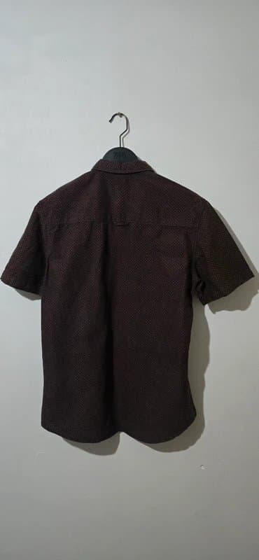 New Look New Look Patterned Print Burgundy Short Sleeved Shirt UK Men's Size Small