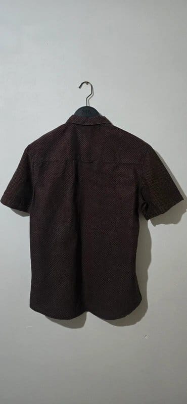 New Look Burgundy Patterned Print Short Sleeved Shirt