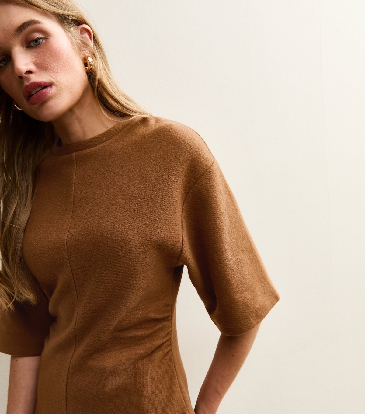 New Look Women's Tan Soft Touch Fitted Waist Top New Look - 2