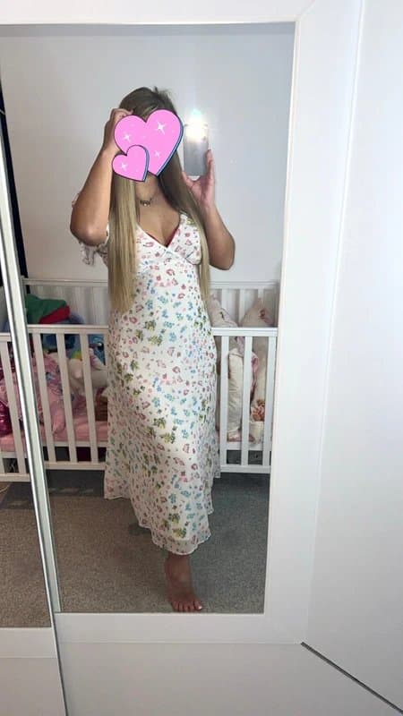 New Look White floral print chiffon midi dress