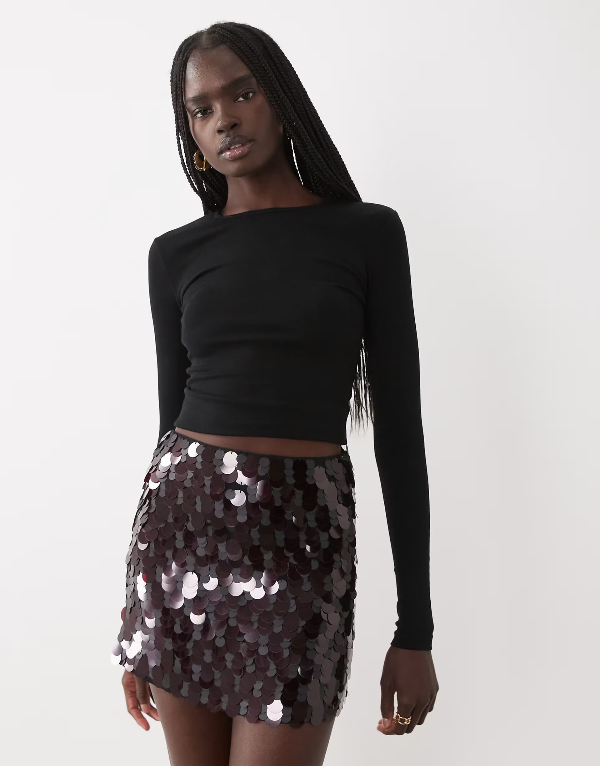 ASOS ASOS DESIGN layered sequin mini skirt in chocolate