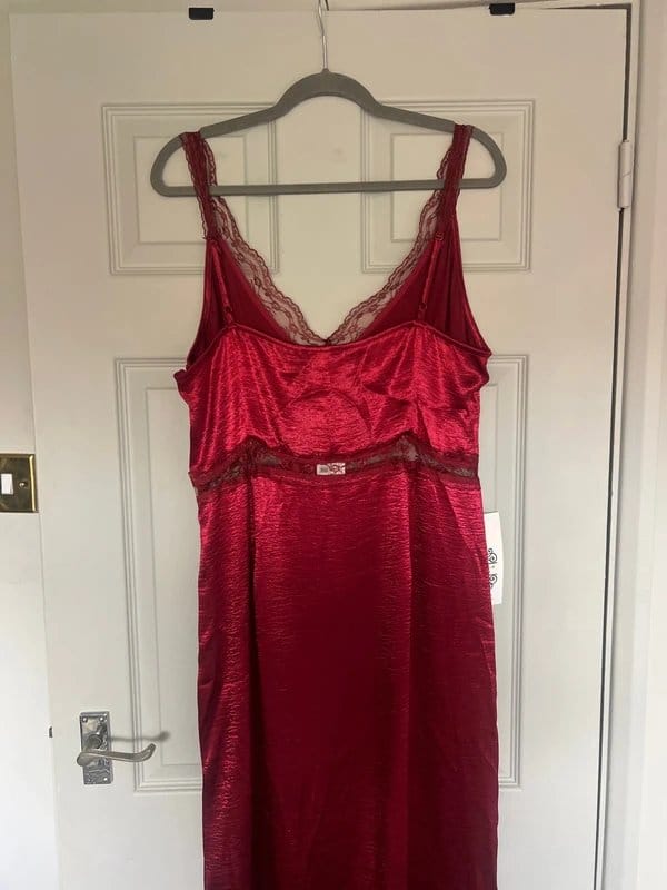 Never Fully Dressed Hammered Satin Red Maxi Dress
