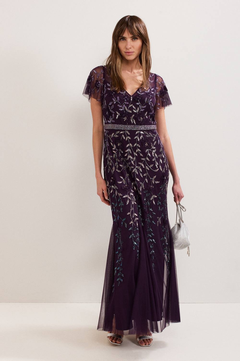 Phase Eight Phase Eight Women's Kaida Beaded Maxi Dress in Aubergine - 2