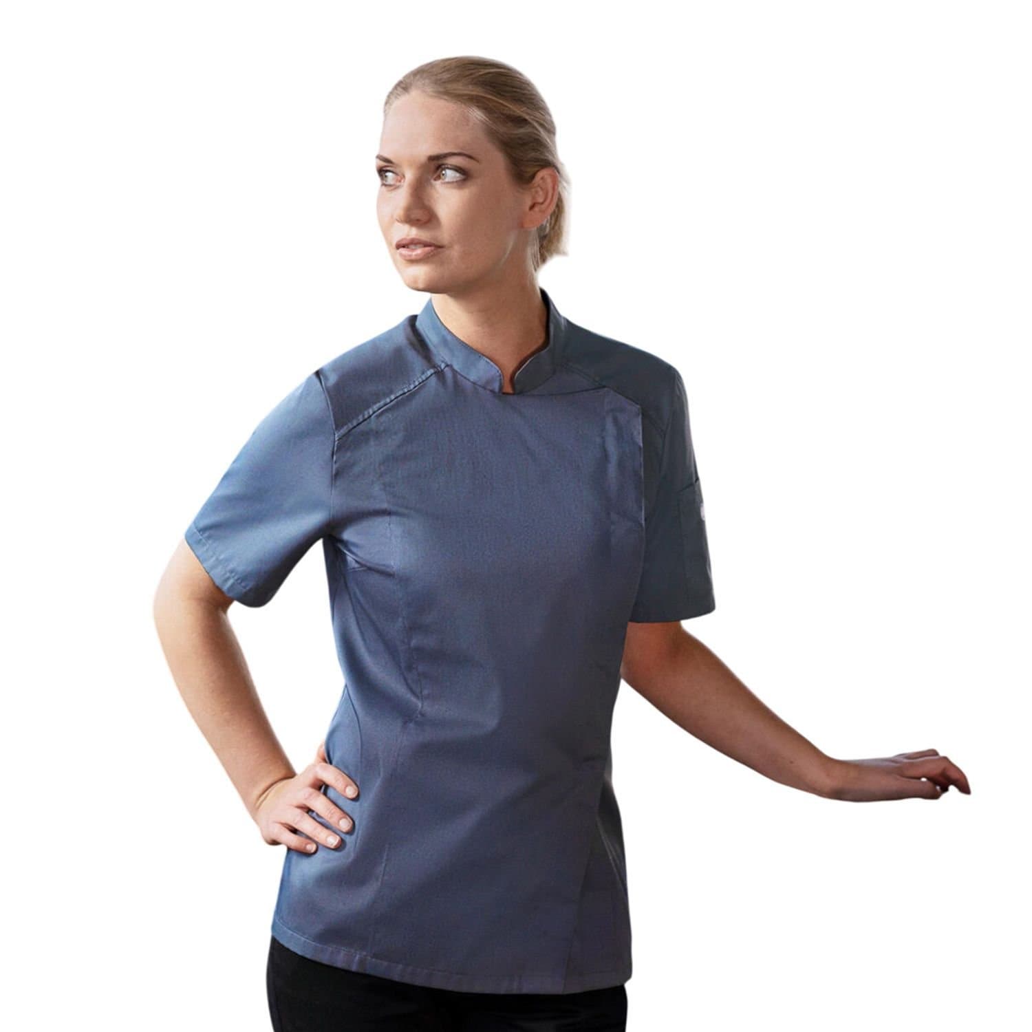 Karlowsky Karlowsky Women's Modern-Look Short-Sleeved Chef Jacket in Dark Grey