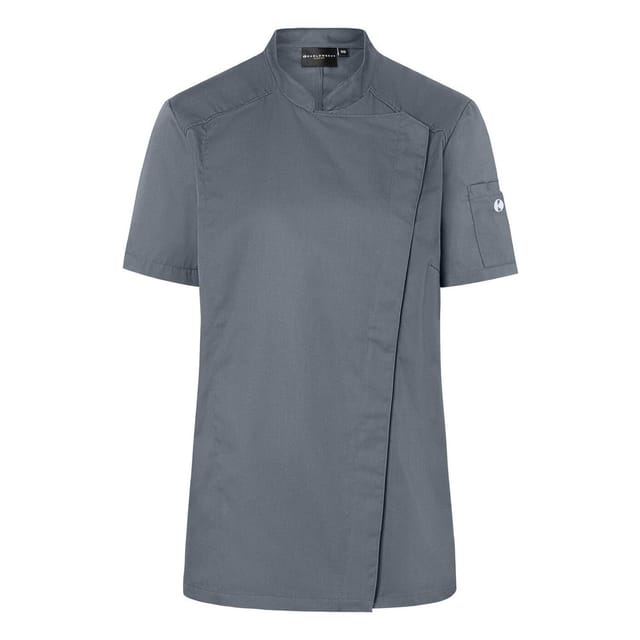 Karlowsky Karlowsky Women's Modern-Look Short-Sleeved Chef Jacket in Dark Grey - 2