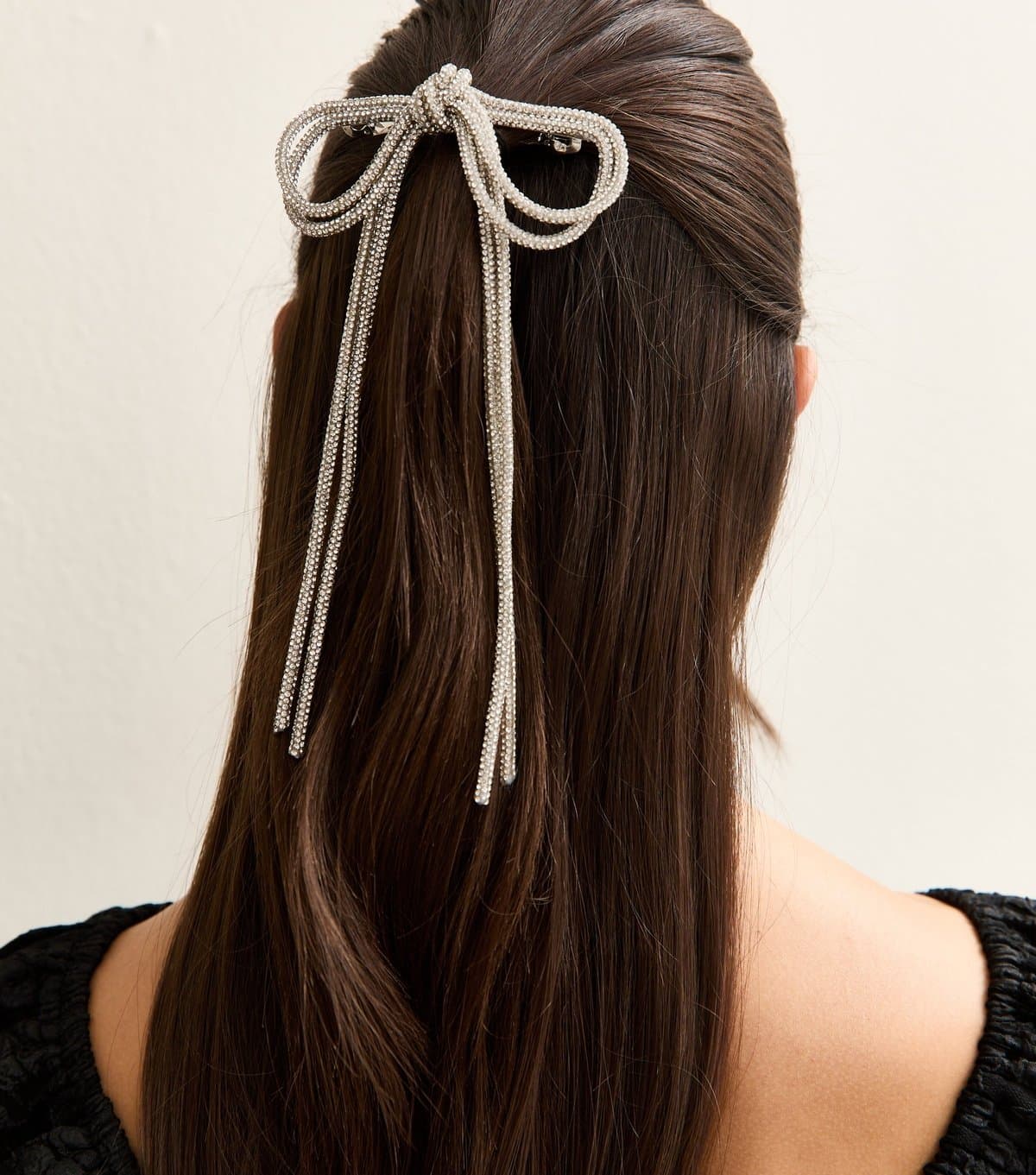 New Look Silver Tone Diamante Bow Hair Clip New Look