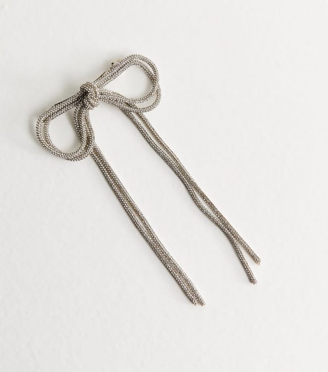 New Look Silver Tone Diamante Bow Hair Clip New Look - 2