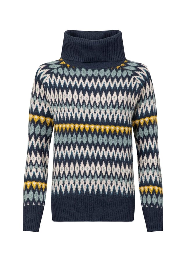 Weird Fish Weird Fish Women's Annecy Fair Isle Roll Neck Jumper in Midnight - 2
