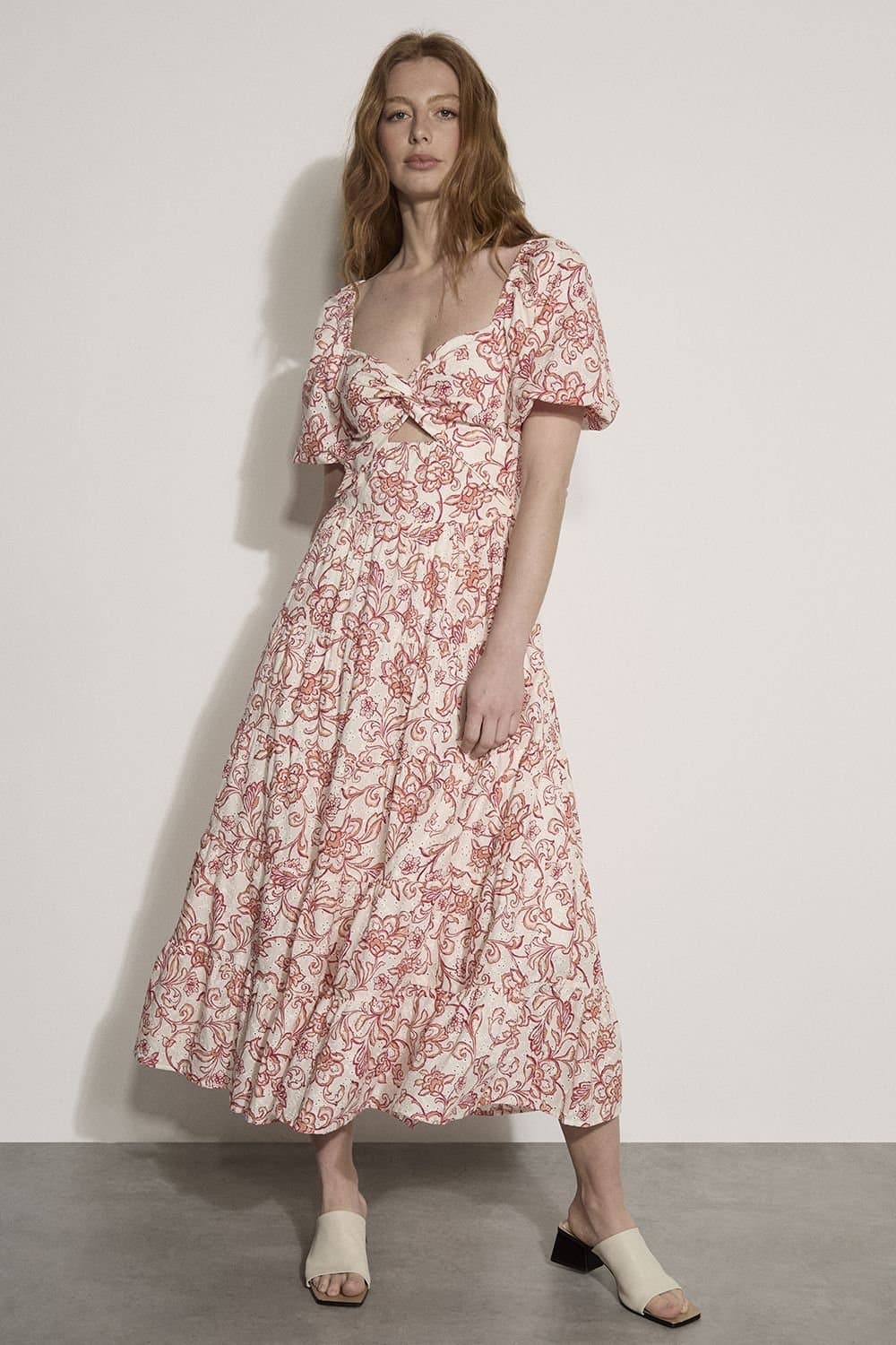 Apricot Apricot Women's Floral Print Cotton Broderie Maxi Dress in Pink