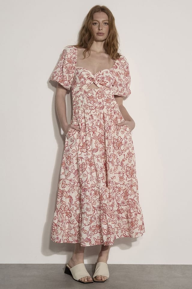 Apricot Apricot Women's Floral Print Cotton Broderie Maxi Dress in Pink - 2