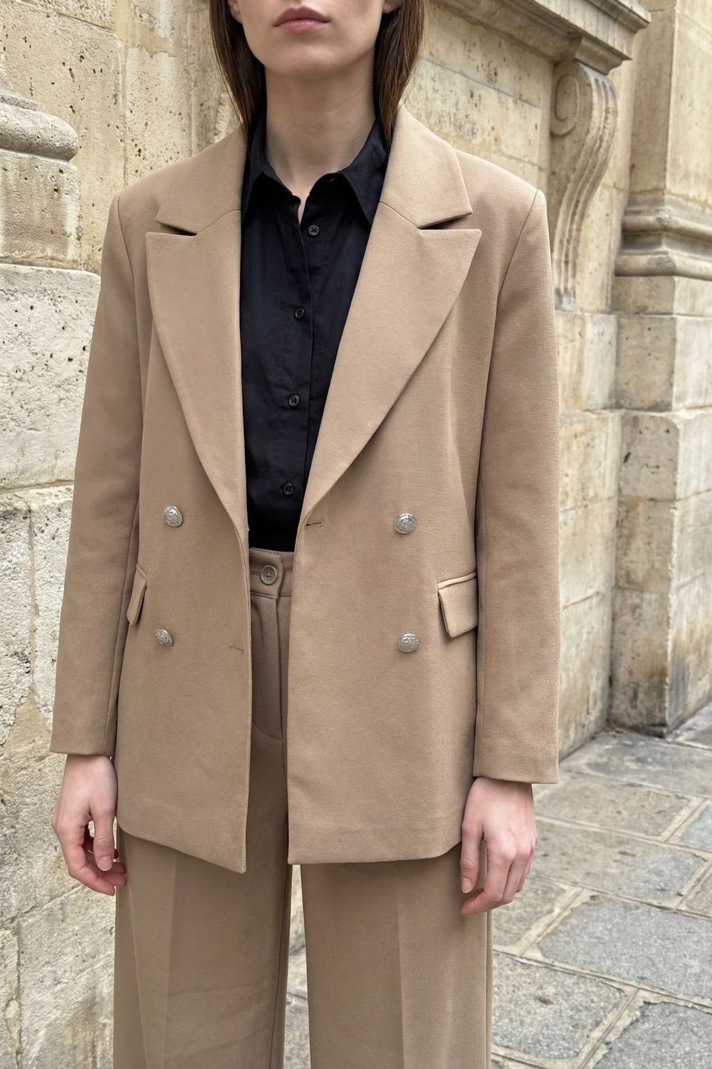 MyFashion MyFashion Women's Buttoned Blazer Jacket in Camel - 2