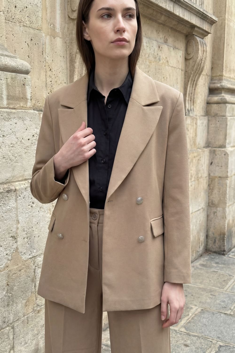 MyFashion MyFashion Women's Buttoned Blazer Jacket in Camel - 4