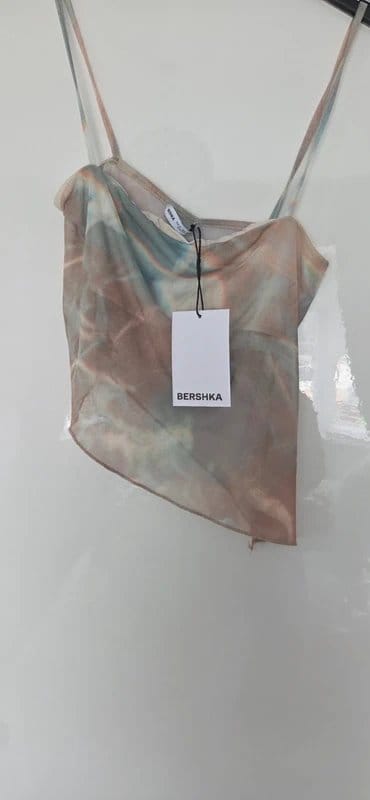 Bershka BNWT Bershka asymmetric chiffon strappy summer top size medium - 1