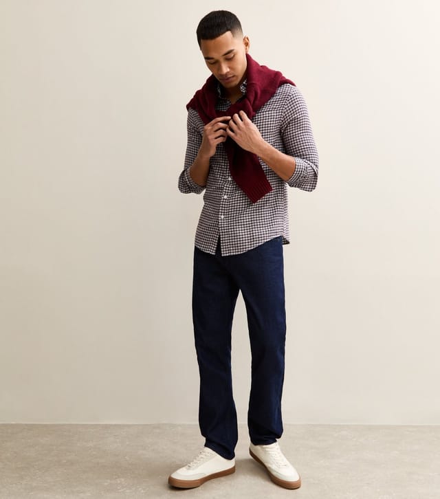 Farah Men's Dark Burgundy Regular Cotton Check Shirt Farah New Look - 3