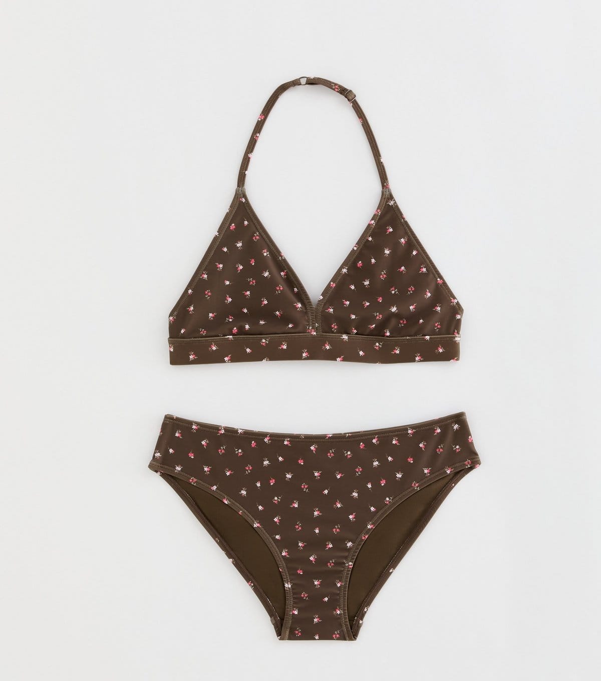 New Look Girls' Brown Ditsy Floral Print Triangle Bikini Set New Look - 1