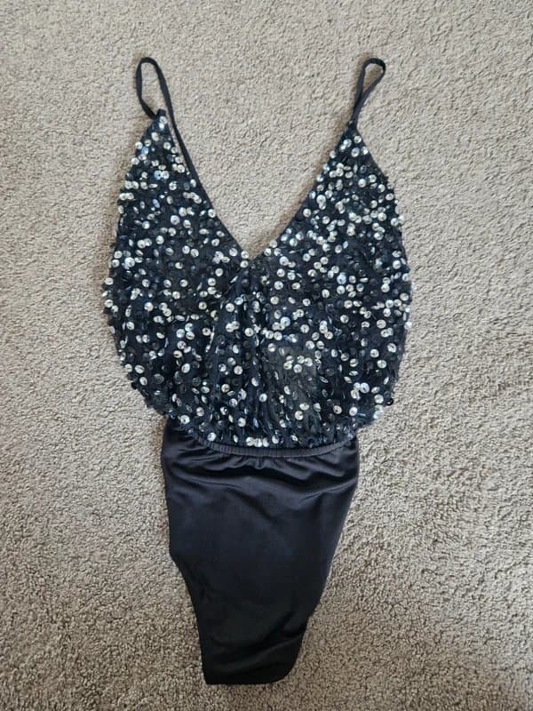 ASOS ASOS Black Sequin Sheer Body Size 8