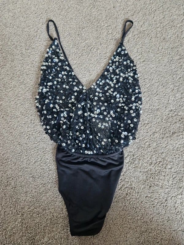 ASOS Black Sequin Sheer Body Size 8