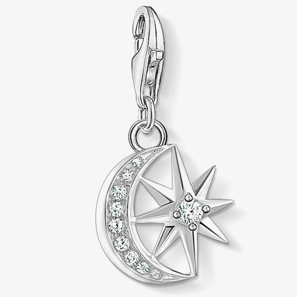 Thomas Sabo THOMAS SABO Women's Silver Clear Cubic Zirconia Star & Moon Charm 1794-051-14