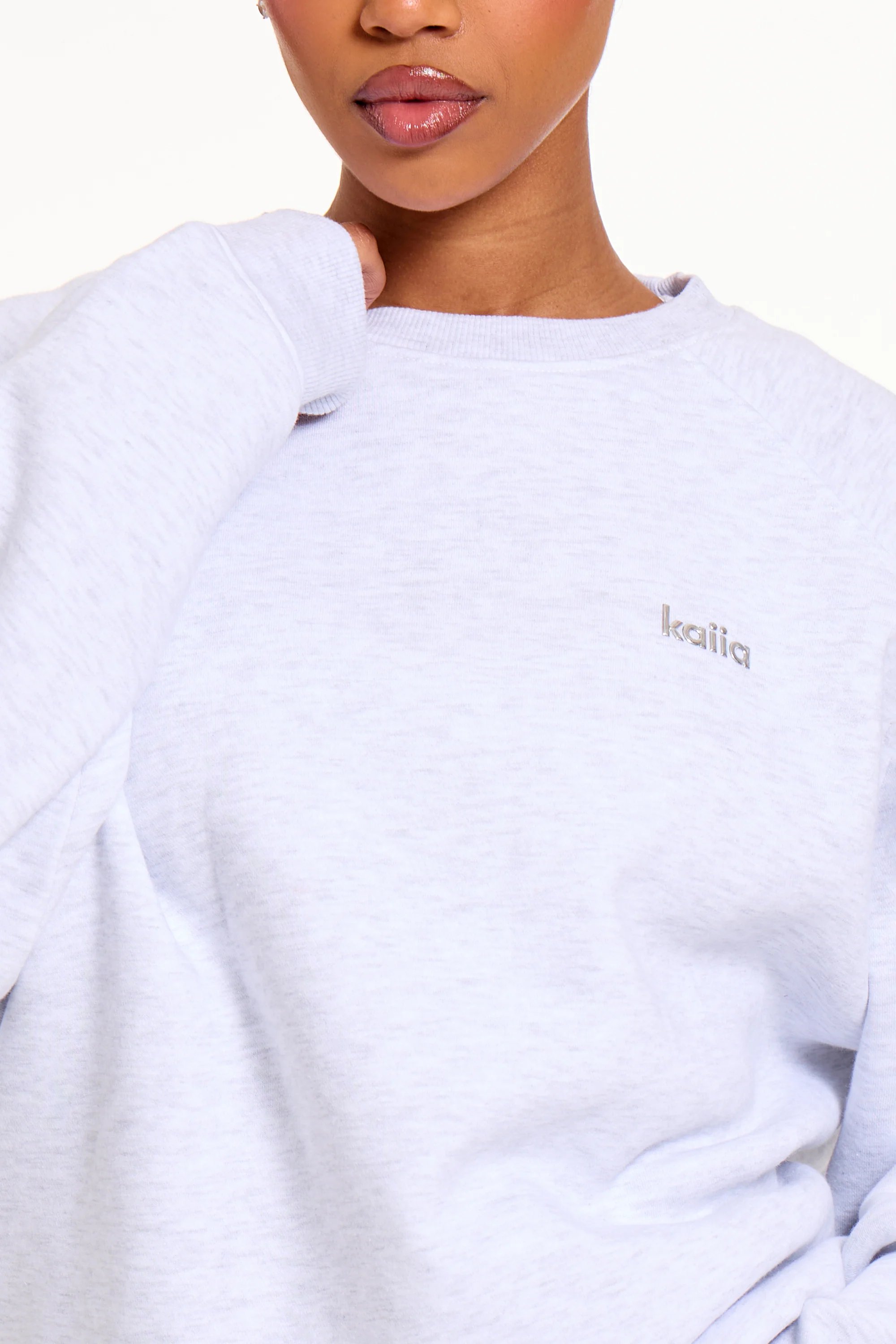 Kaiia Kaiia Chrome Logo Oversized Sweatshirt Grey Melange - 4
