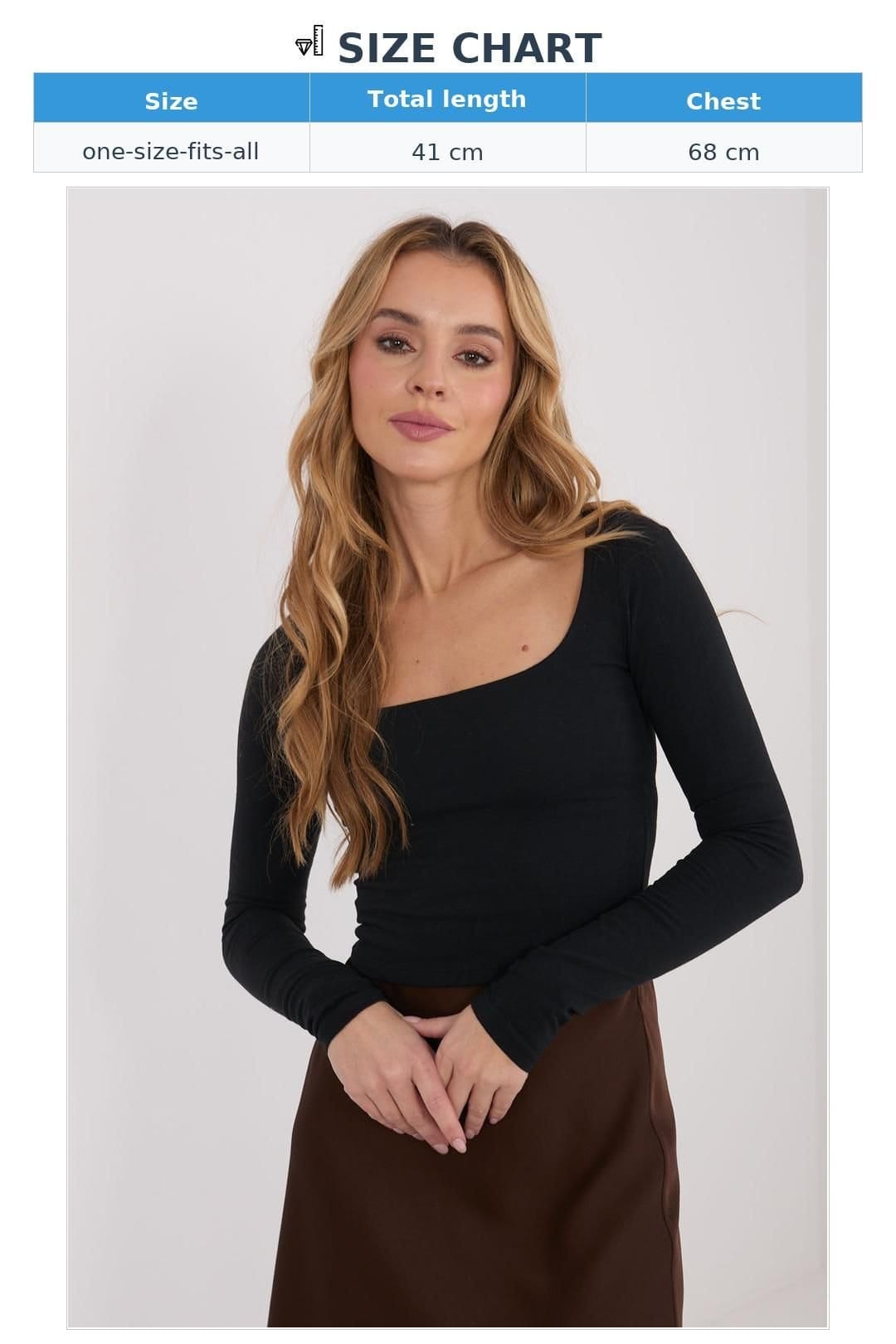 Love Lace Love Lace Women's Fitted Cotton Elastane Long Sleeve Blouse in Black - 4