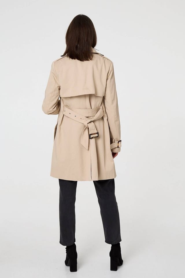 Izabel London Izabel London Women's Relaxed Double-Breasted Trench Coat in Beige - 3