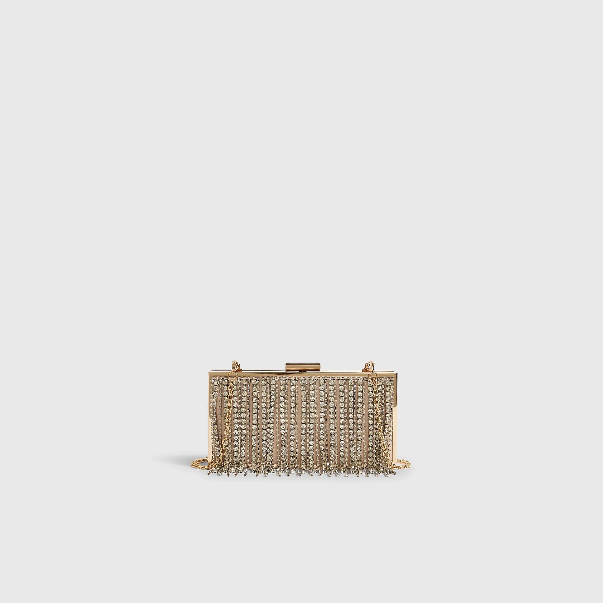 River Island River Island Womens Gold Crystal Fringe Clutch Bag