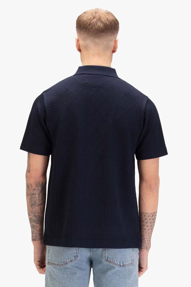 Luke 1977 Luke 1977 Men's La Fe Textured Knit Polo in Dark Navy - 2