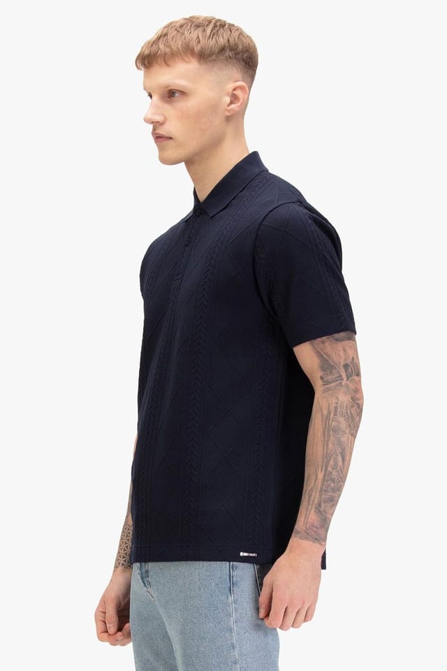 Luke 1977 Luke 1977 Men's La Fe Textured Knit Polo in Dark Navy - 3