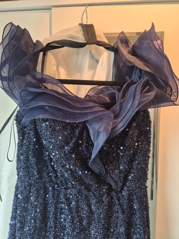 Quiz navy fully sequibed prom dress