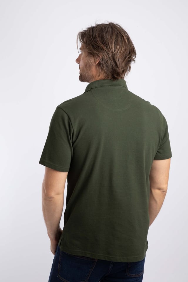 Weird Fish Weird Fish Men's Miles Pique Polo Shirt in Dark Green - 3