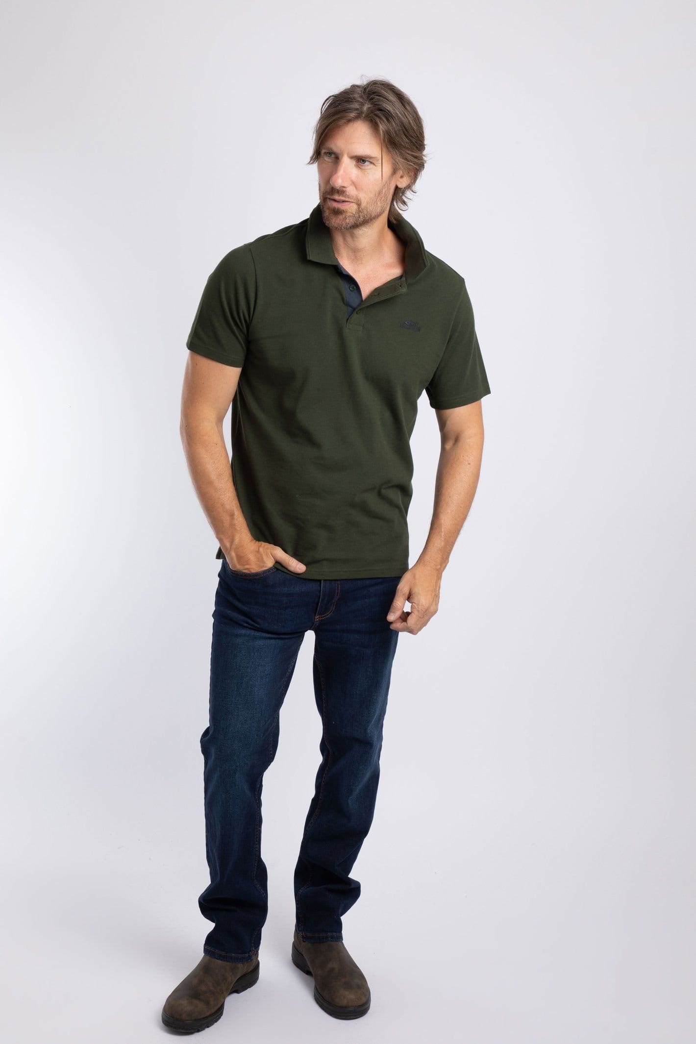 Weird Fish Weird Fish Men's Miles Pique Polo Shirt in Dark Green - 4