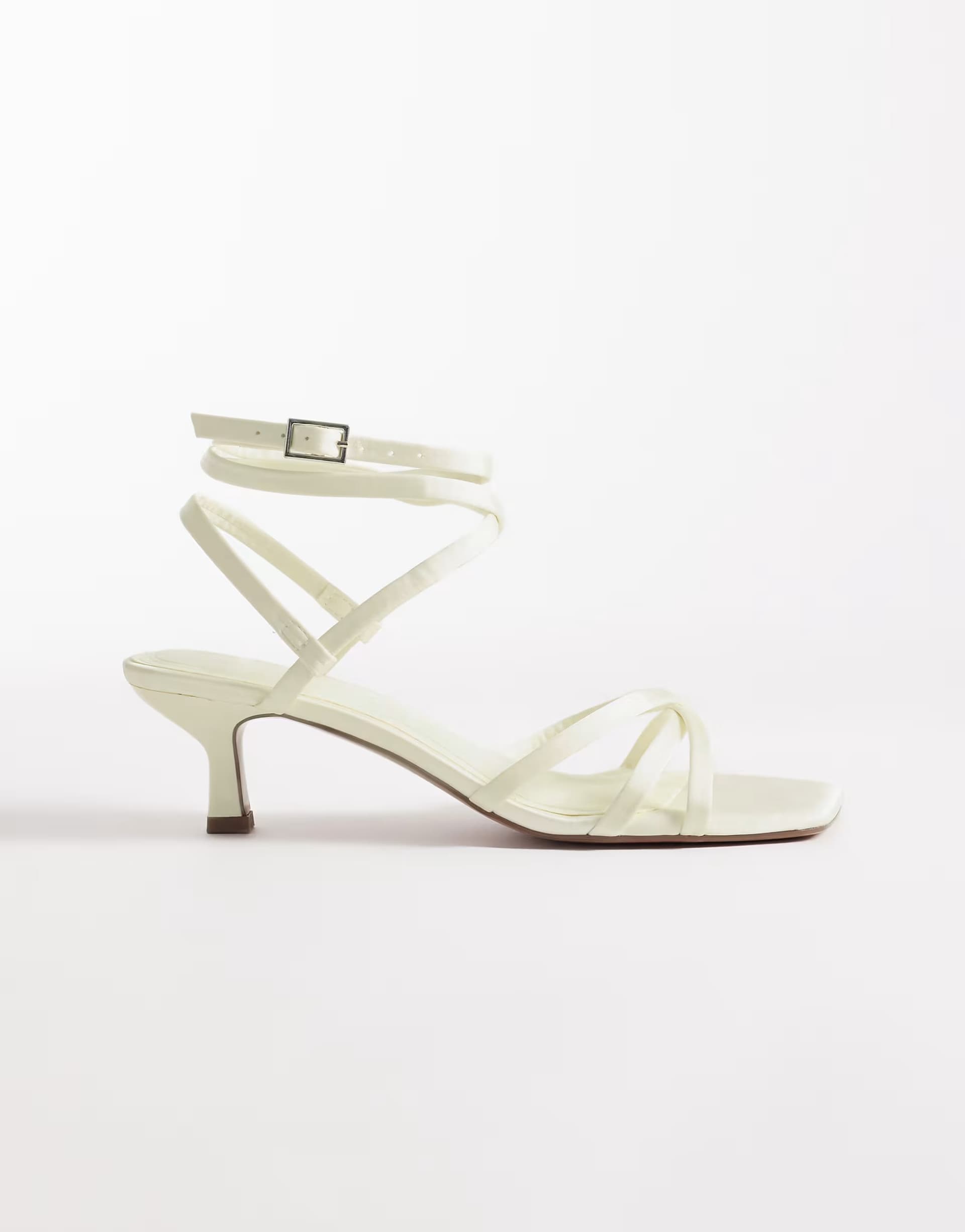 ASOS ASOS DESIGN Haze strappy kitten heel sandals in ivory satin
