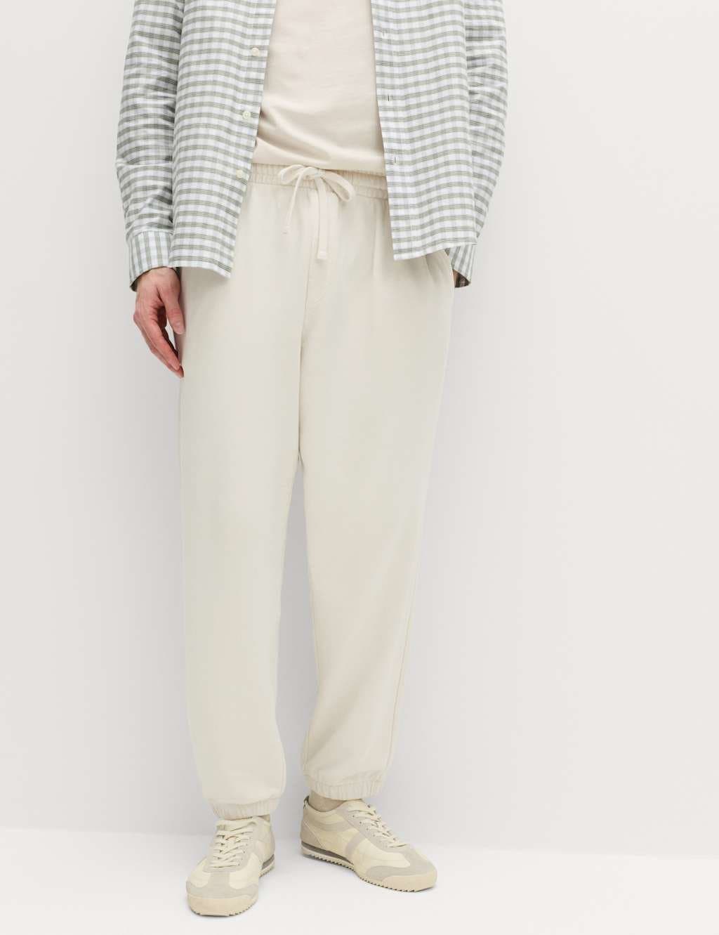 Marks & Spencer M&S Garment Dyed Pure Cotton Joggers Ecru
