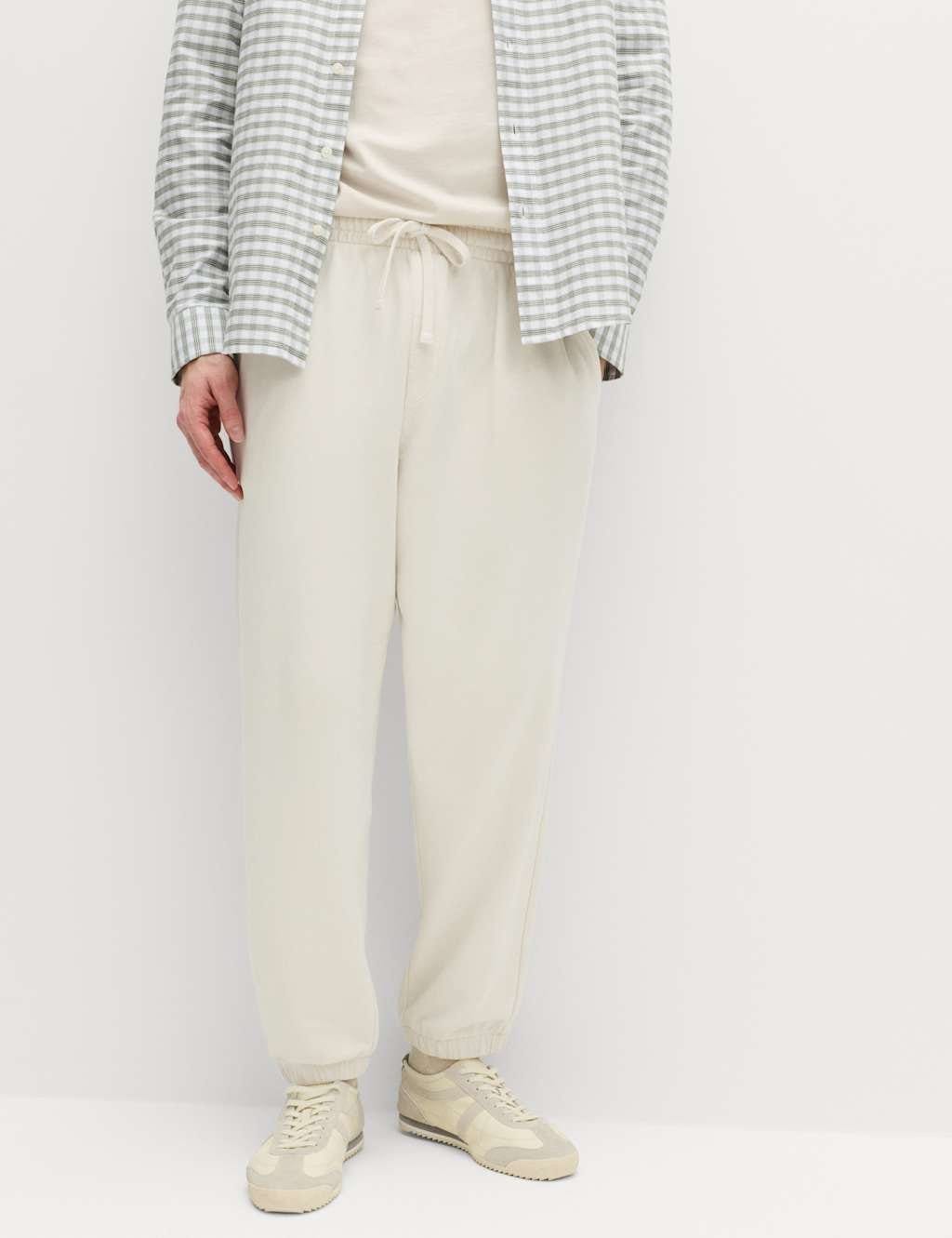 Marks & Spencer M&S Garment Dyed Pure Cotton Joggers Ecru - 1