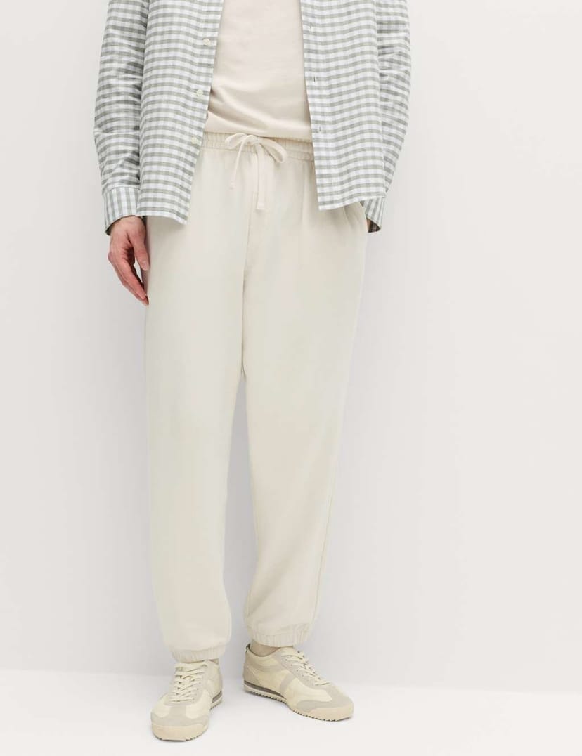 Marks & Spencer M&S Garment Dyed Pure Cotton Joggers Ecru - 1