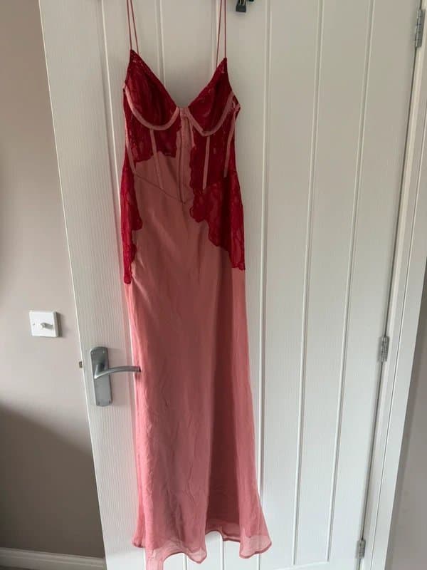 ASOS ASOS design chiffon maxi dress , pink and red size 8