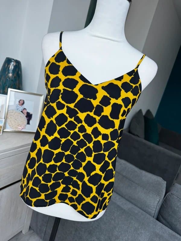 Topshop Price Reduced to Clear - Topshop Petite Black & Yellow Print Cami Top – UK 8