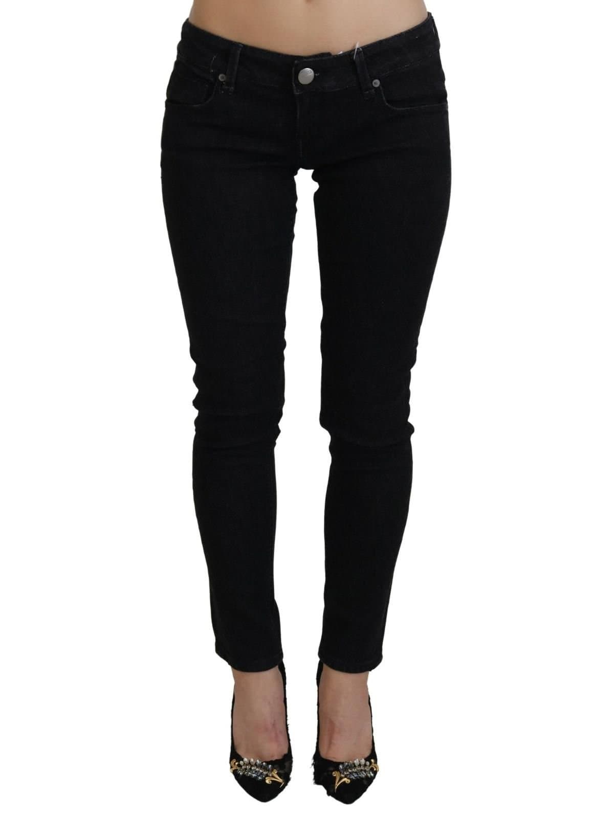 Acht Acht Women's Black Low Waist Slim Fit Cotton Denim Jeans