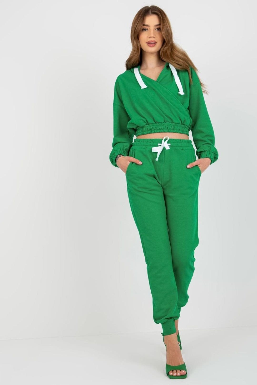 Love Lace Green Hooded Sweatshirt & Tie Waist Pant Set