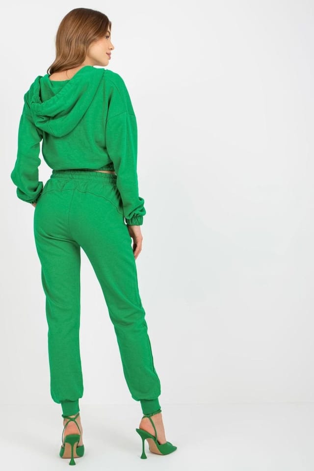 Love Lace Love Lace Women's Hooded Sweatshirt & Tie Waist Pant Set Style 177032 in Green - 3