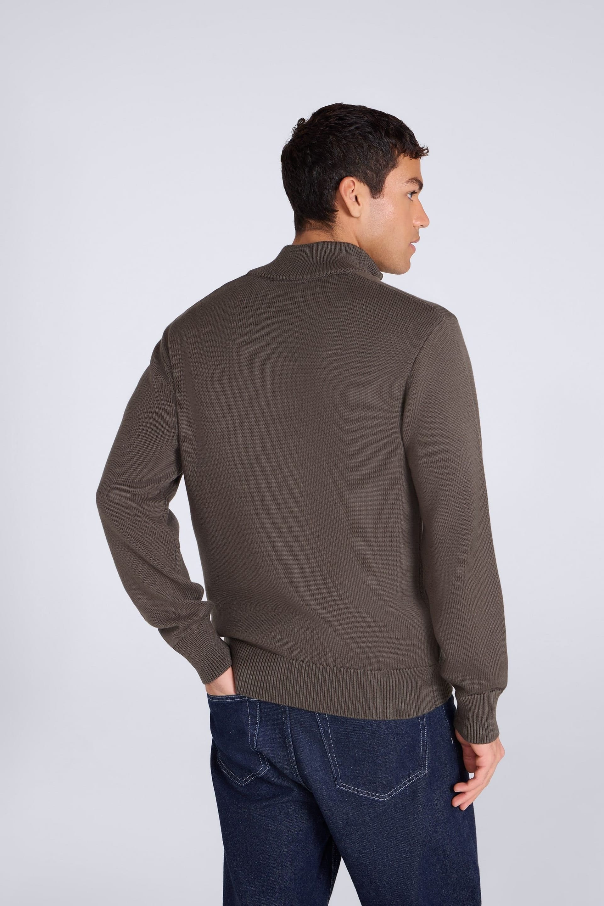 Animal Animal Men's Soft Comfortable Casual Stretchy Anti-Pill Ribbed Warm 1/4 Zip Jumper in Khaki - 4
