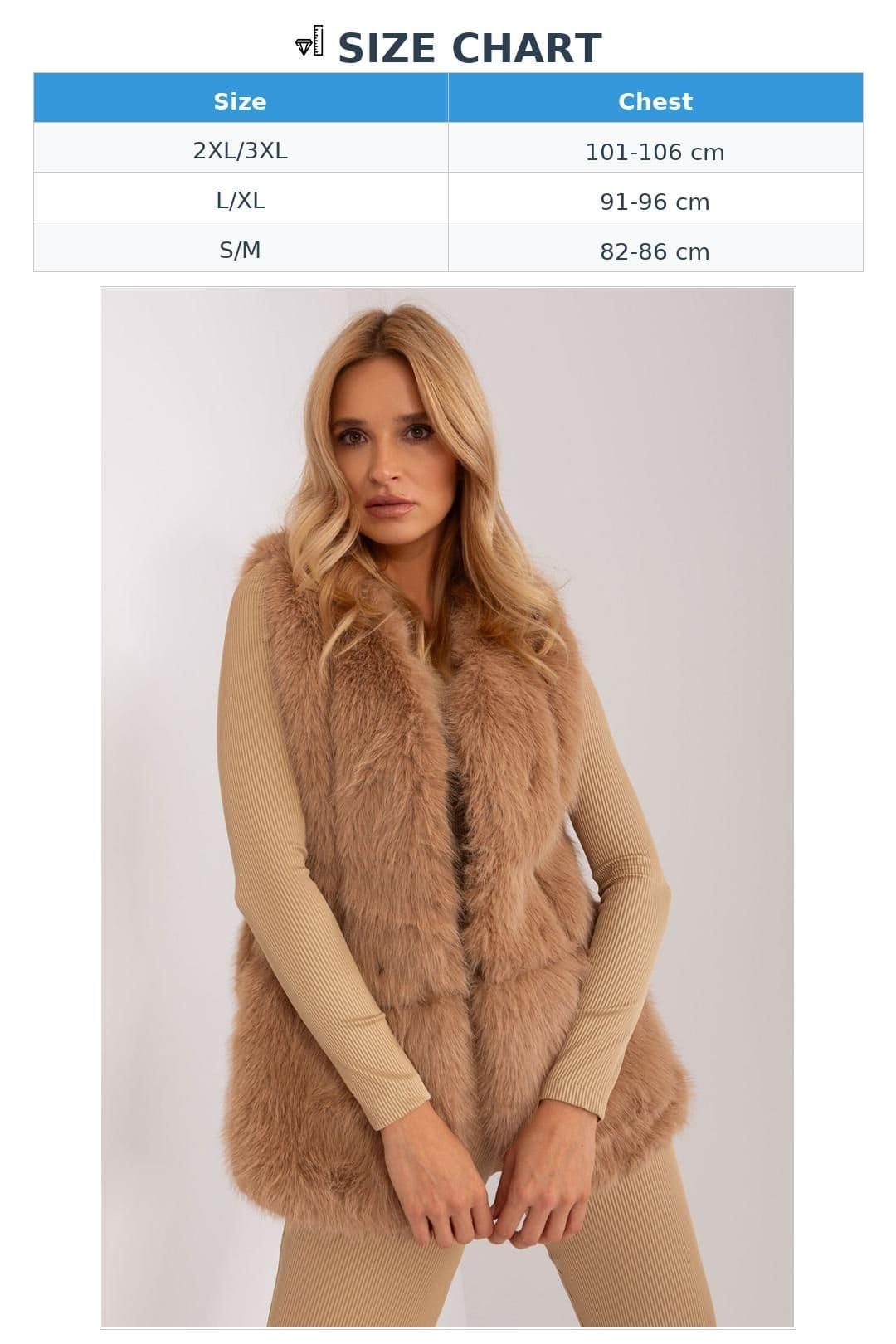 Love Lace Love Lace Women's Soft Polyester Fur Gilet Vest with Pockets in Brown - 4