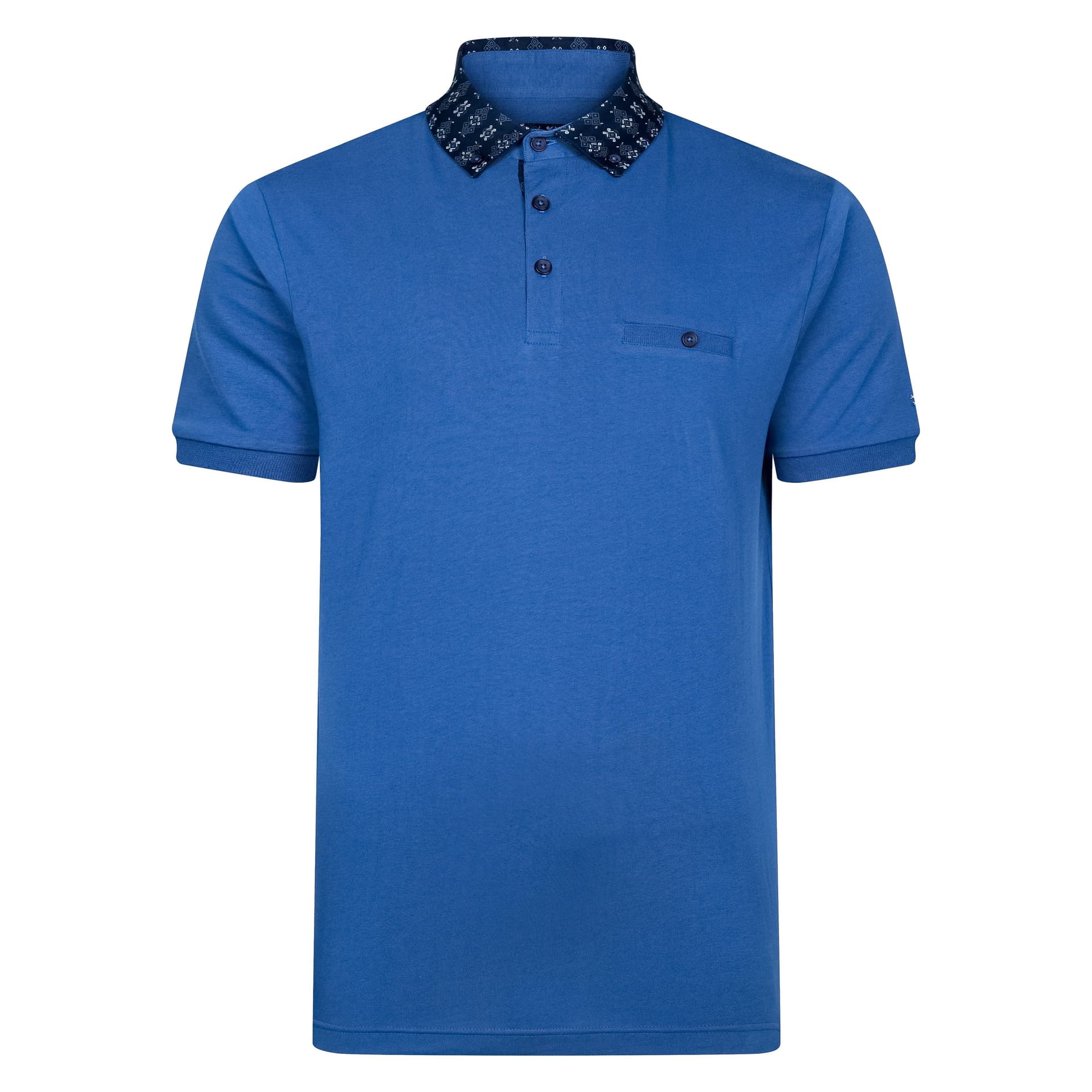 Lizard King Lizard King Men's Mens Blue Printed Collar Polo Shirt
