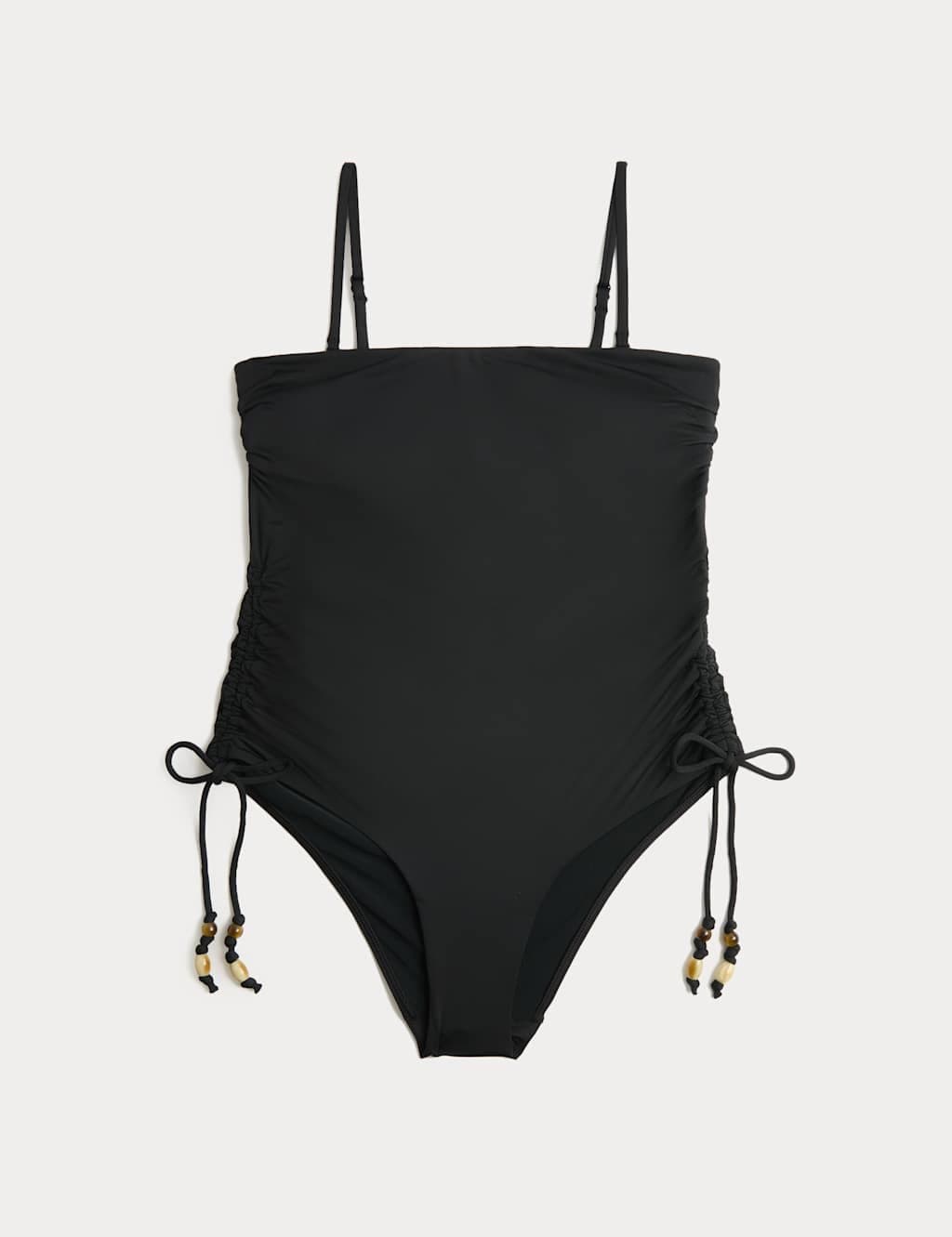 Marks & Spencer M&S Tummy Control Wired Ruched Bandeau Swimsuit Black