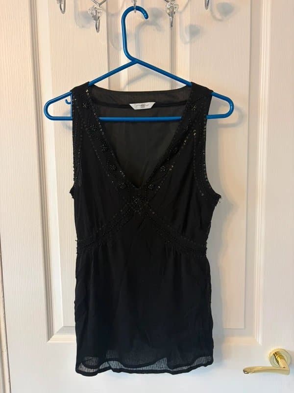New Look New look black sequin top- ladies size 14
