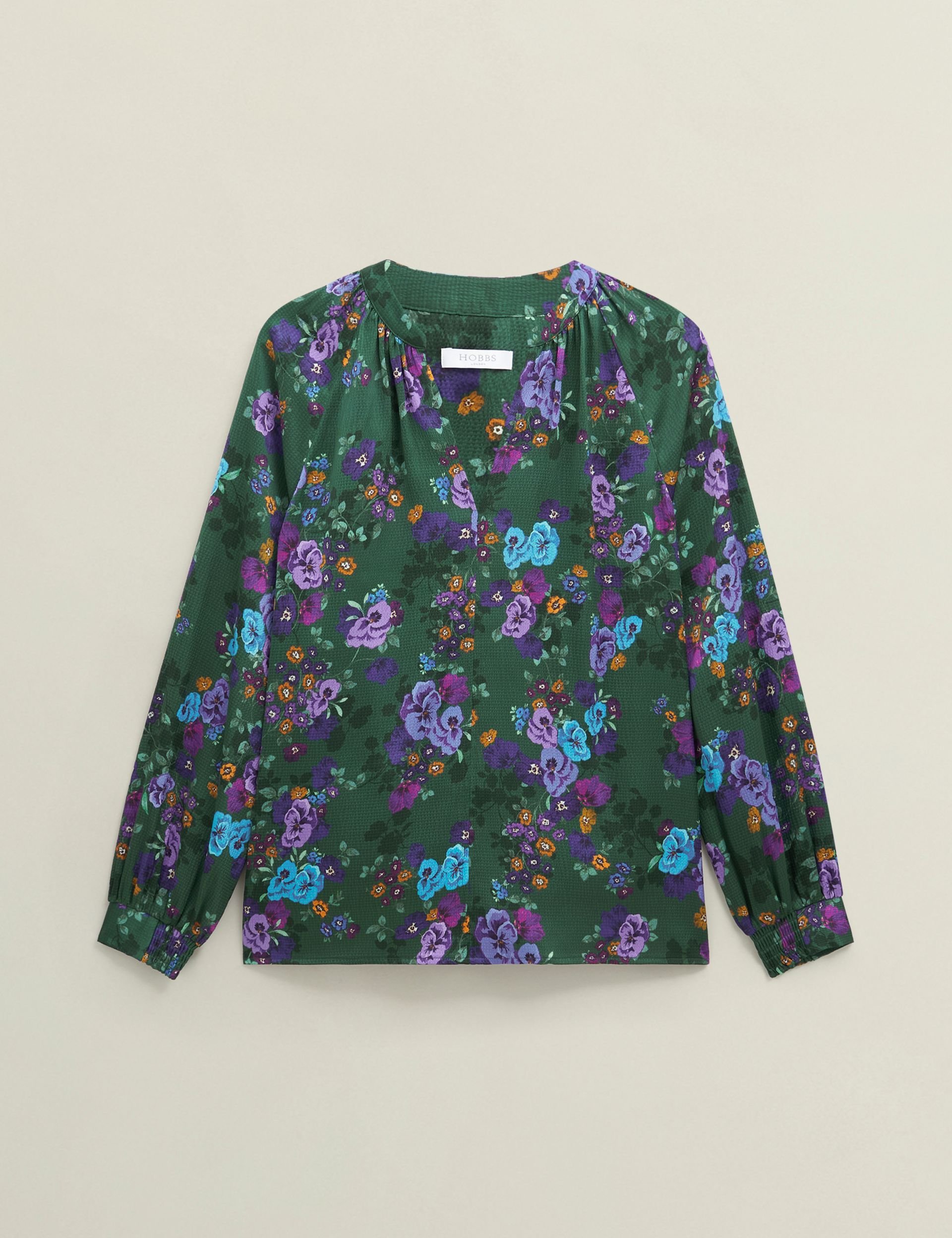 Hobbs London Hobbs London Women's Edna Floral Print Blouse in Bottle Green - 2